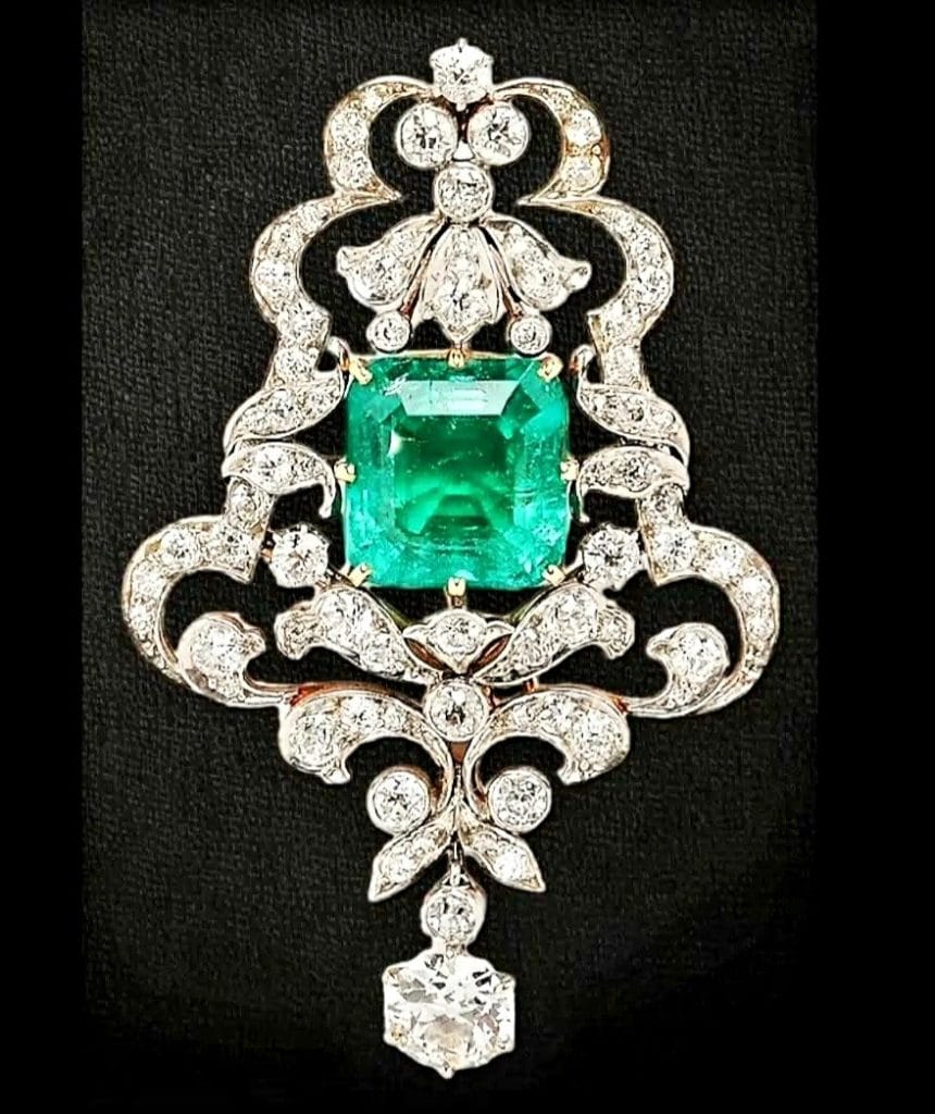 Edwardian Emerald and Diamond Pendant- Step back in time to an era of elegance and opulence