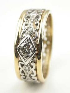 Two Toned Vintage Wedding Ring is an ideal choice. Our latest offering, a stunning two toned vintage wedding band (Item #rg3333), is a testament to the enduring beauty of pieces from a bygone era.