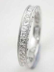 Princess Cut Diamond Eternity Band with Leaf Motif: A Timeless Treasure