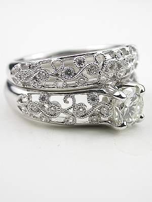 Floral Wedding Band with Diamonds choice 1