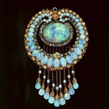 Louis Comfort Tiffany Opal & Gemstone Pendant