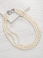 Three Strand Vintage Pearl Necklace with Diamond Clasp